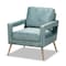 Baxton Studio Leland Glam and Luxe Light Blue Velvet Fabric and Gold Finished Armchair 182-11447-Zoro - alternate 1